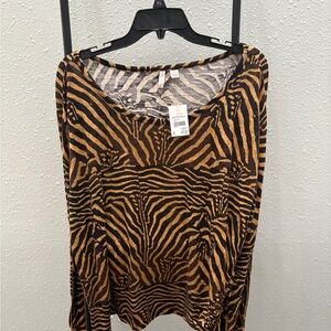 Cato Black and Tan Long Sleeve Blouse